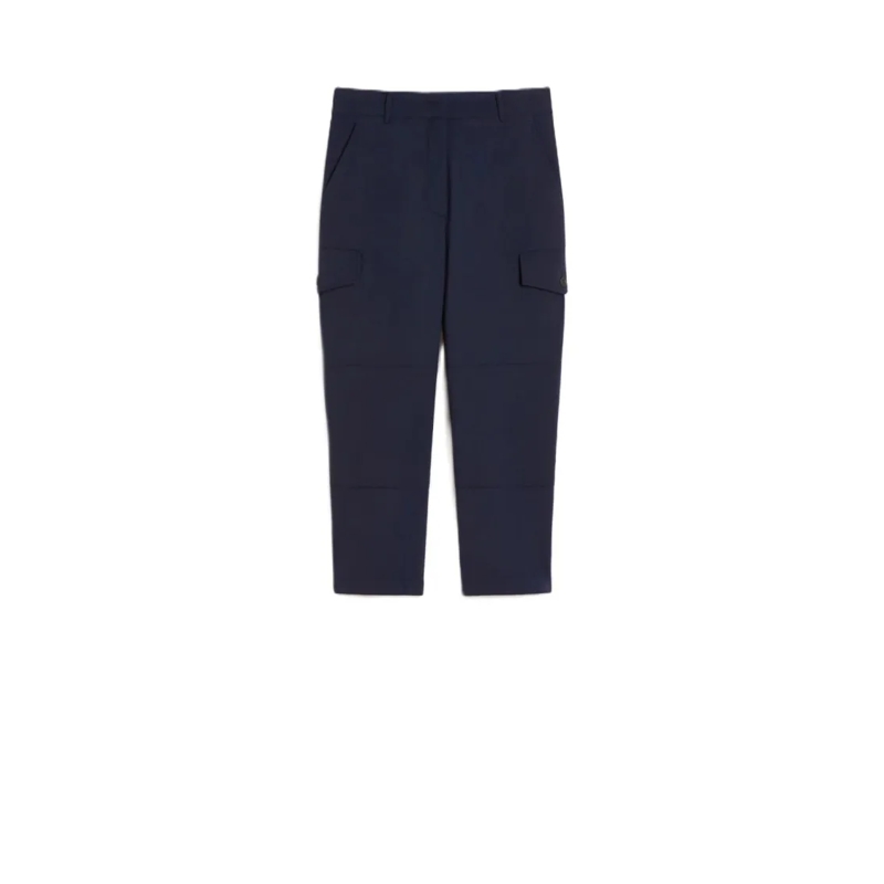 Max Mara  Cropped Straight-Leg Pants With Flap Pockets Blue
