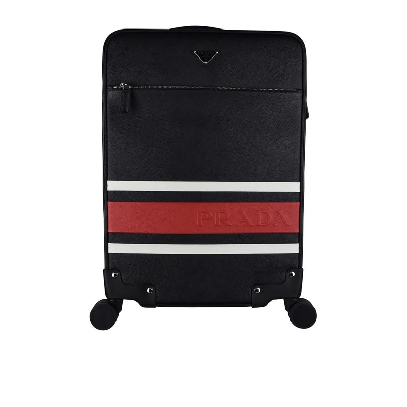 Prada Trolley Cabin Suitcase In Saffiano Leather Black