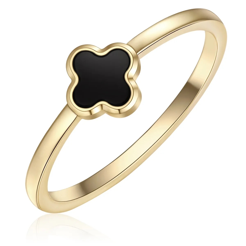 Glanzstücke München Ring Edelstahl Ring Achat Kleeblatt gold(Image 3)
