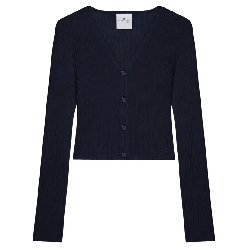 Courrèges Strickjacke Ribbed Knit Sweater Black