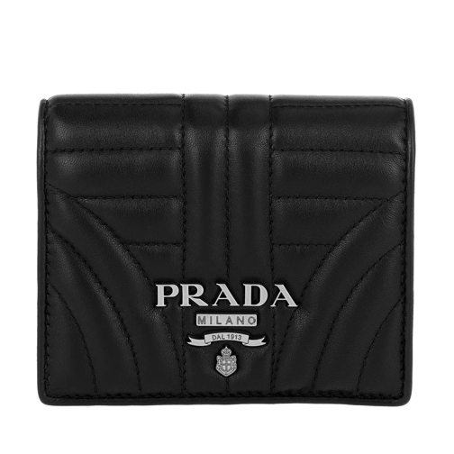 Prada Diagramme Wallet Quilted Leather Black Portemonnaie mit Überschlag