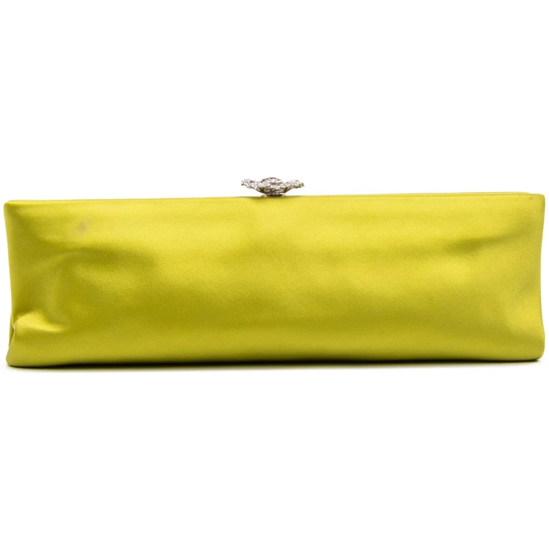 Chanel Pochette Satin Crystal Camellia Evening Frame Clutch grün