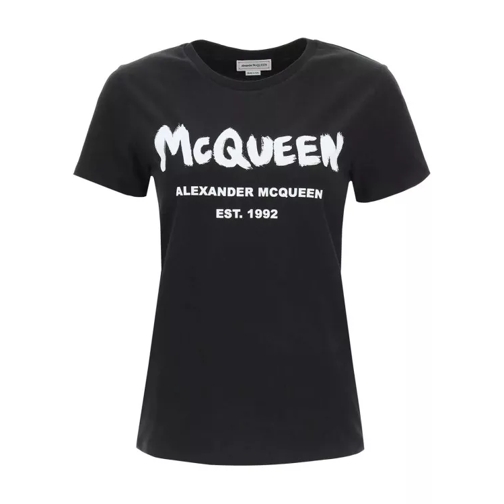 Alexander McQueen Black Cotton Logo T-Shirt Black Magliette