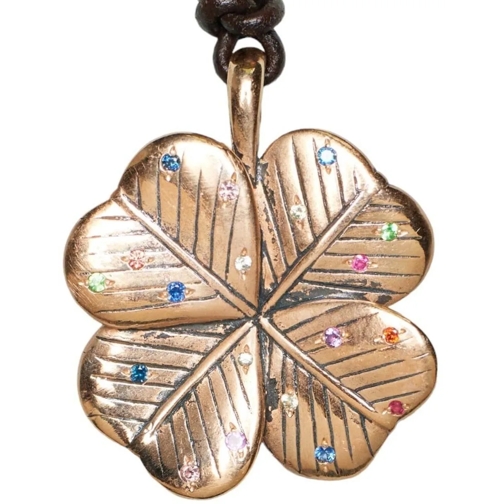 CATHERINE MICHIELS  Pendentif Bronze trefle Clover Saphirs multi diama mehrfarbig