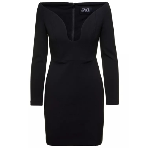 Solace London Black ' Uma' Mini Dress With Long Sleeves And U-Ne Black 