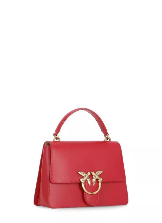 Pinko Rode leren handtas met Love Birds logo Red Dames