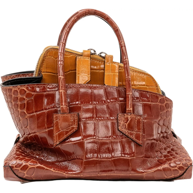 The Attico Tote Borsa La Passeggiata Mini con Motivo Coccodrillo braun
