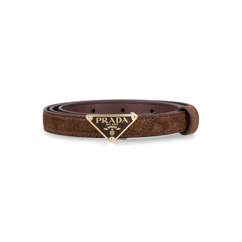 Prada Gürtel Suede Belt With Triangle Logo Buckle Black