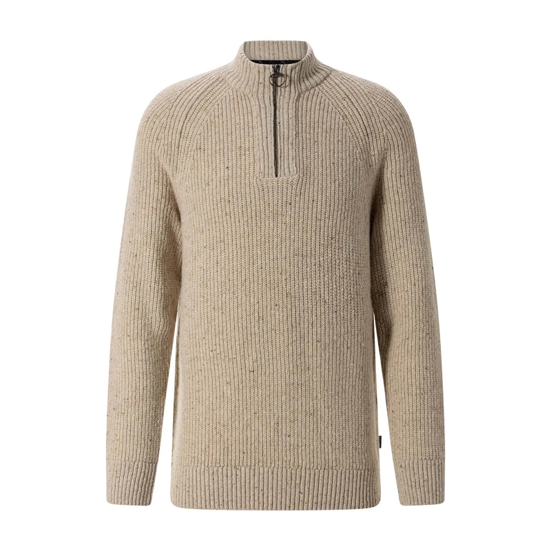 Barbour Pull Troyer Fleck aus Woll-Mix beige