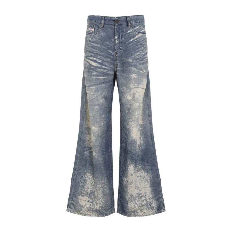 Diesel Jeans Wide-Leg Jeans With Distressed Finish And Cotton B Blue