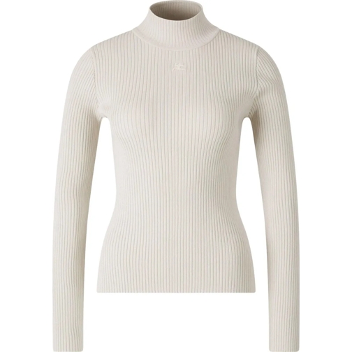 Courrèges Sweatshirts Logo Ribbed Sweater beige