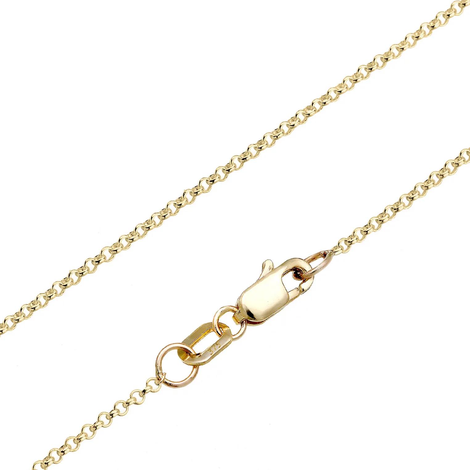 Thumbnail - Elli Halsketten - Halskette Plättchen Rund Diamant (0.015 ct.) 375er - Gr. unisize - in Gold - für Damen