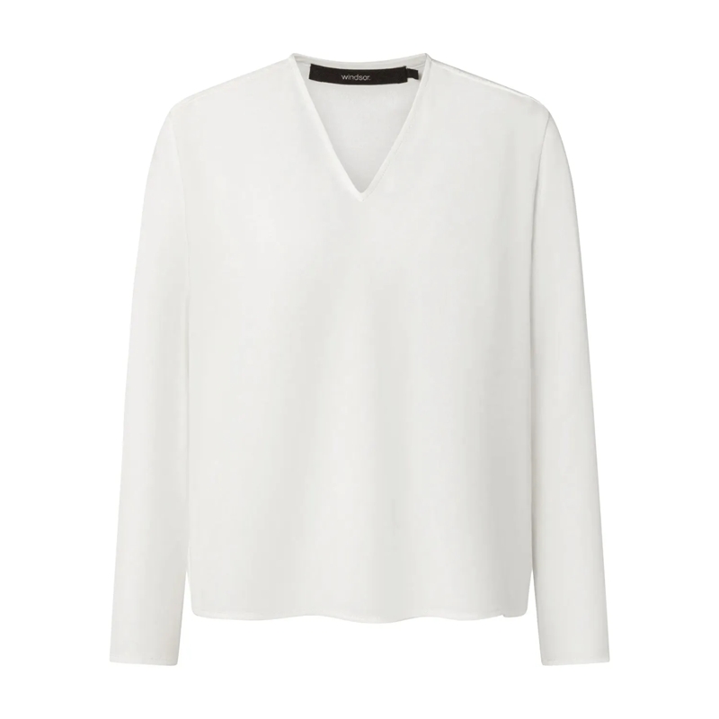 windsor. Bluse Bluse mit V-Ausschnitt weiß