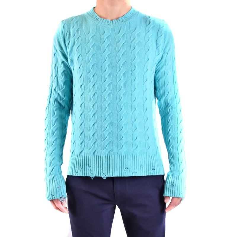 Laneus Trui Cable Knit Sweater In Sky Blue Blue