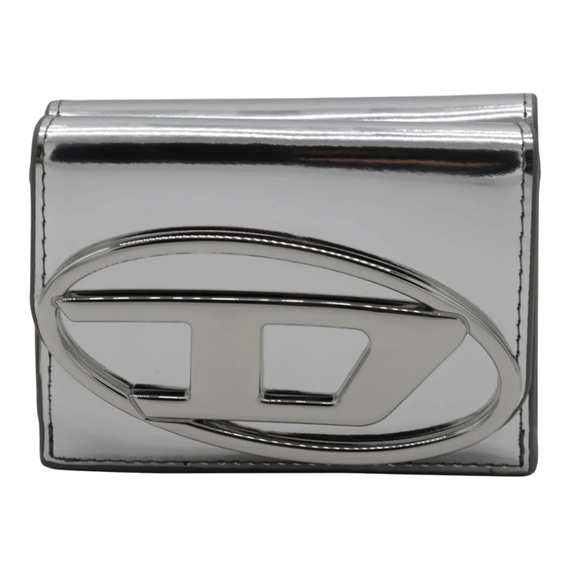 Diesel Porte-monnaie Metallic Finish Wallet With Oval Emblem Grey