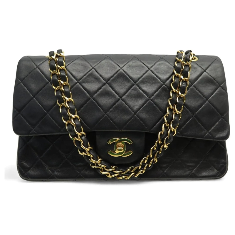 Chanel Schultertasche VINTAGE CHANEL KLASSISCHE TIMELESS MITTLERE HANDTA schwarz