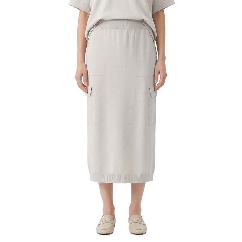 Peserico Jupe longue Midirock aus Baumwollmix beige(Image 2)