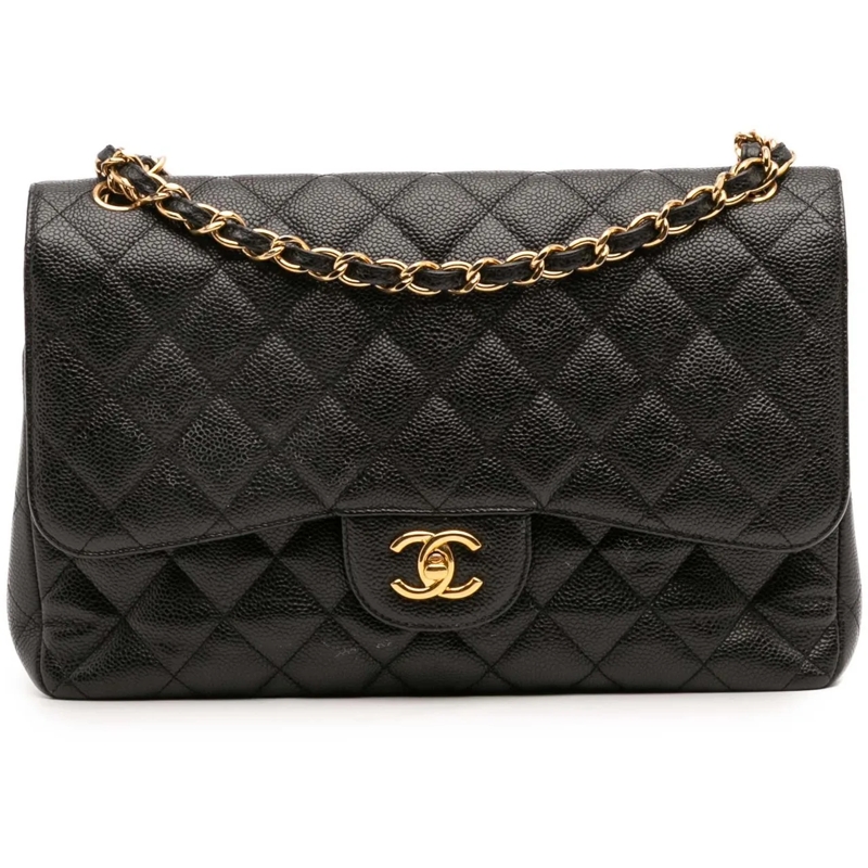 Chanel Sac à bandoulière Jumbo Classic Caviar Double Flap schwarz