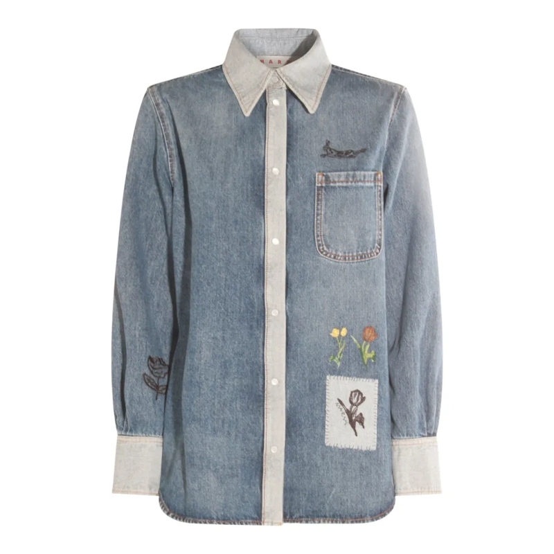 Marni Overhemd Blue Cotton Shirt Blue