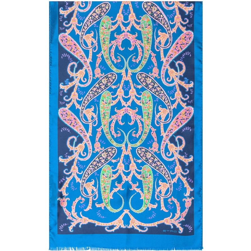 Etro Wollschal Sciarpa con Motivo Paisley blau