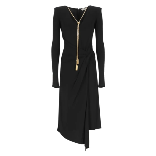 Elisabetta Franchi Midi Jurken Draped Dress Black