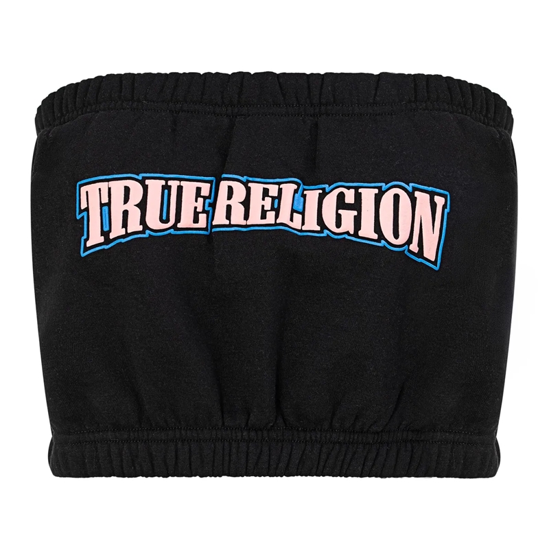 True Religion Top - Bandeau-Top- Puff-Print- Weiche Fleeceinnensei schwarz