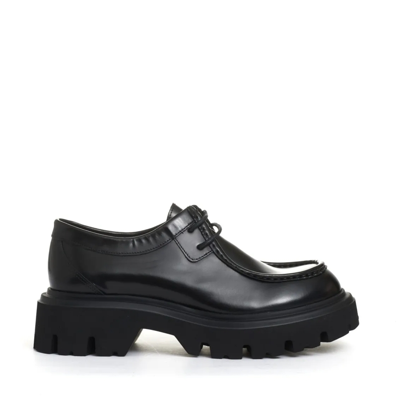 Poesie Veneziane Chaussures à lacets Black Leather Norwegian Shoe Black