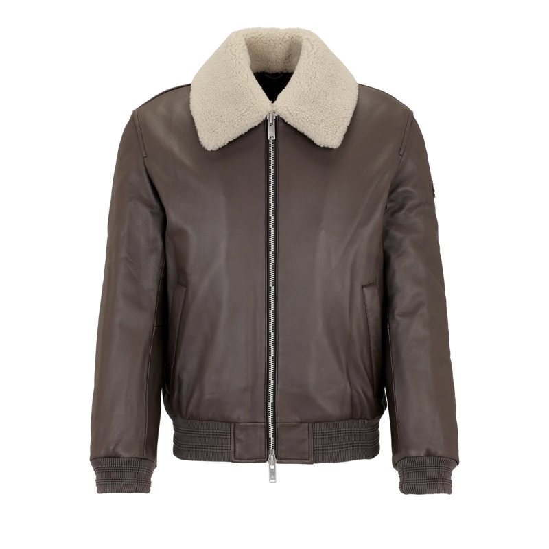 Moose Knuckles Daunenjacke Lederjacke TOBA braun
