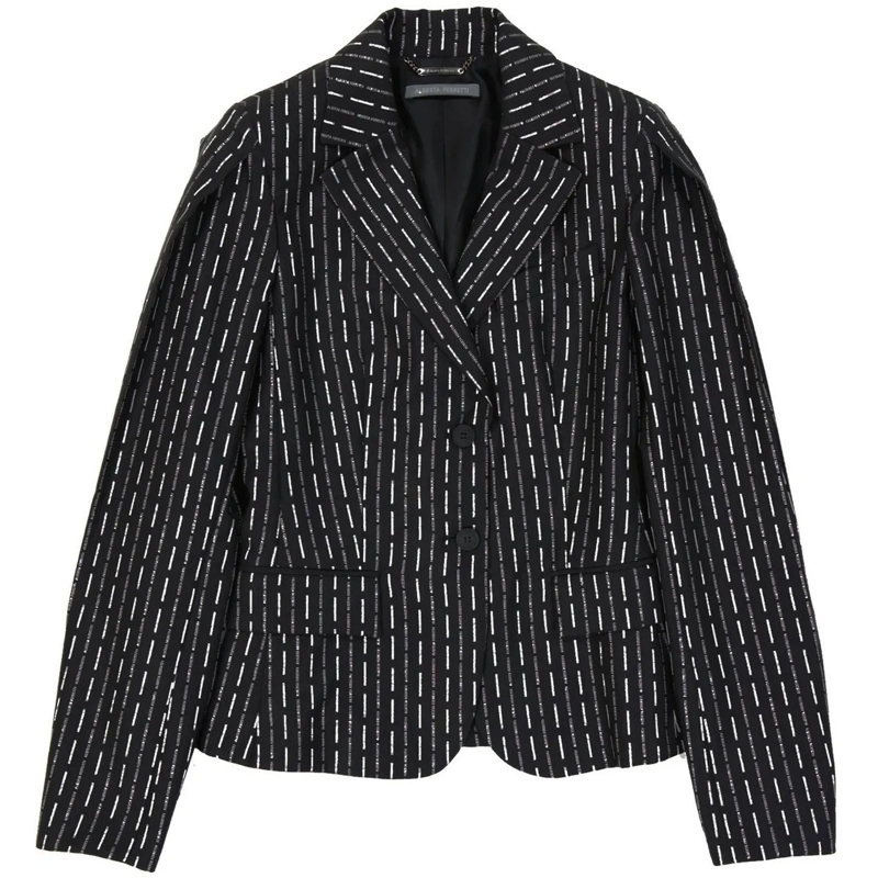Alberta Ferretti Veste de transition Wool Jacket With Striped Pattern Black