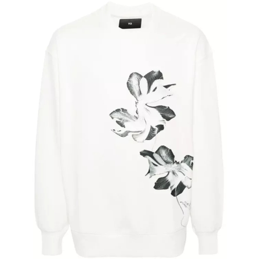 Y-3 White Floral Print Sweatshirt White 