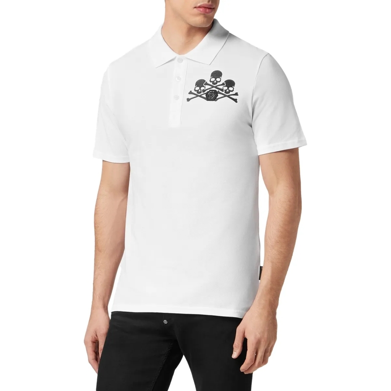 Philipp Plein Top Poloshirt Skull weiss