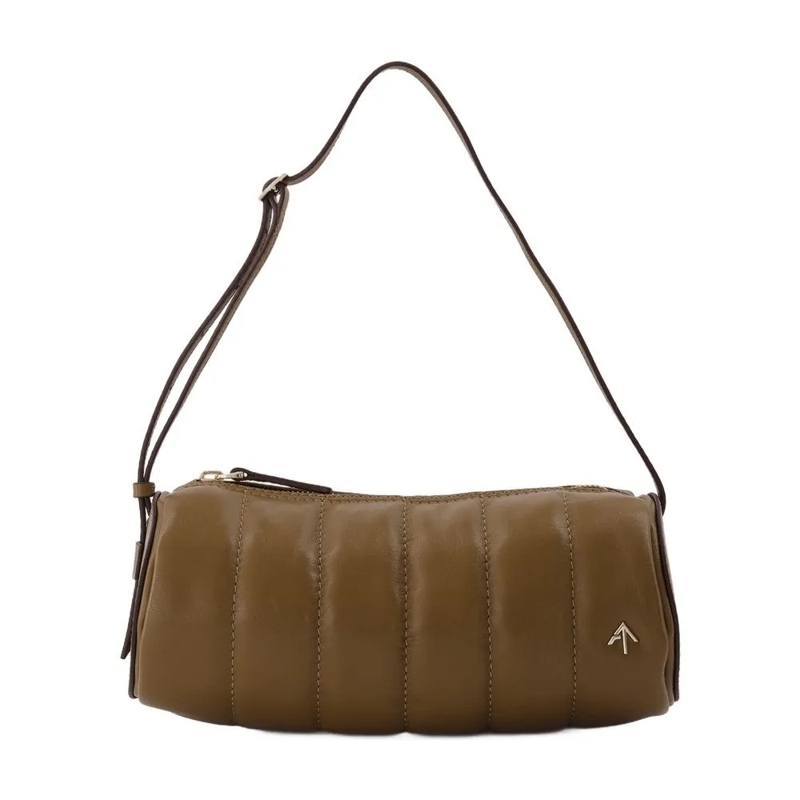 Manu Atelier Sac à bandoulière Padded Cylinder Bag In Brown Leather Brown