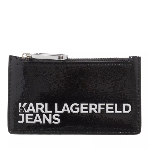 Karl Lagerfeld Jeans Logo Embossed Zip Cardholder J101 Black Korthållare