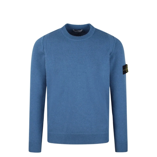 Stone Island Lambswool Crewneck Sweater Blue Pullover