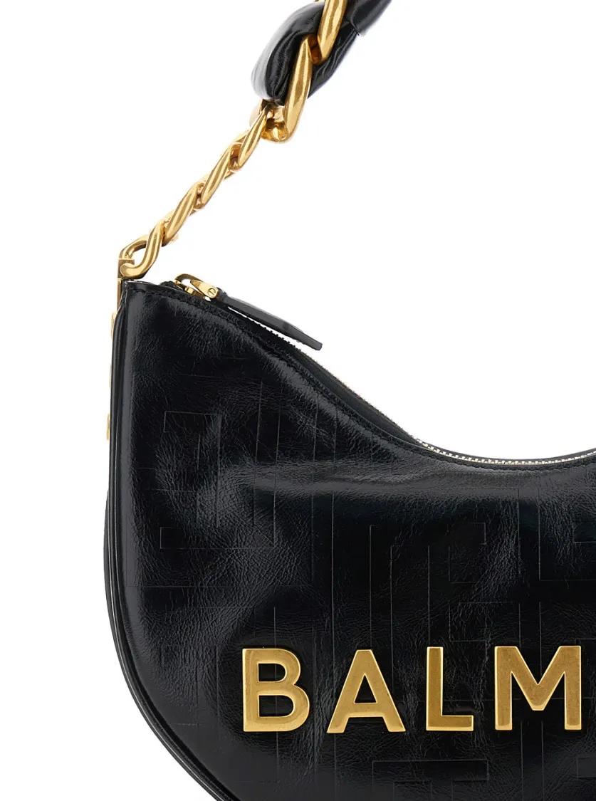Balmain Stijlvolle Leren Schoudertas met Ketting Black Dames