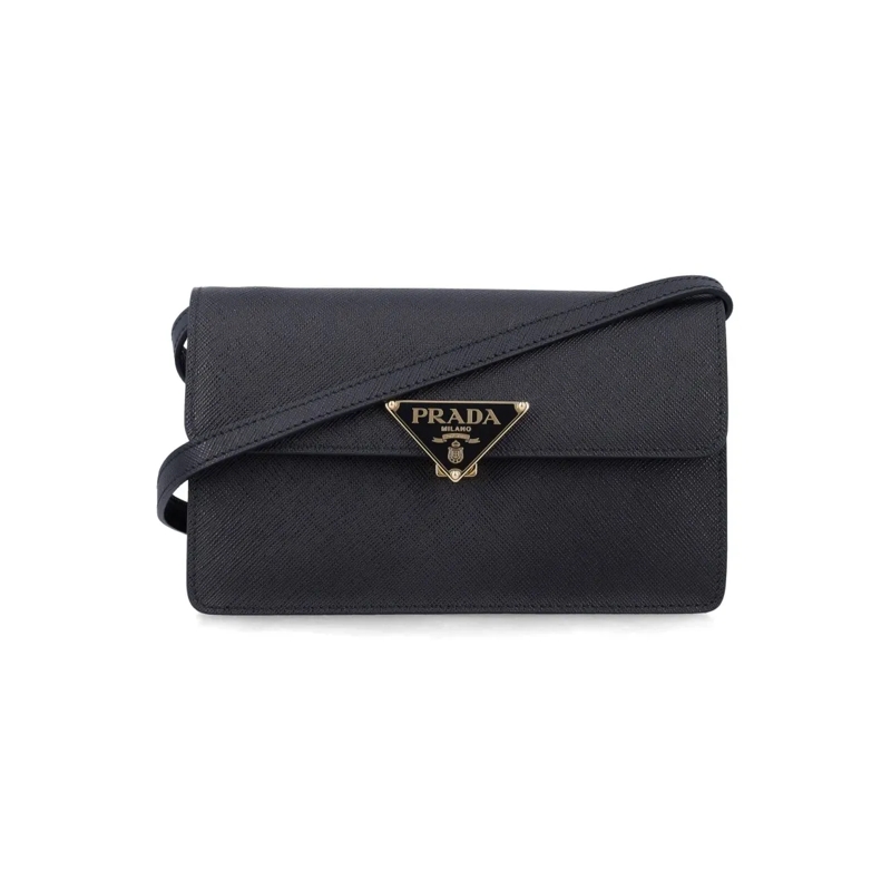 Prada Sac à bandoulière Mini Saffiano Leather Bag Black