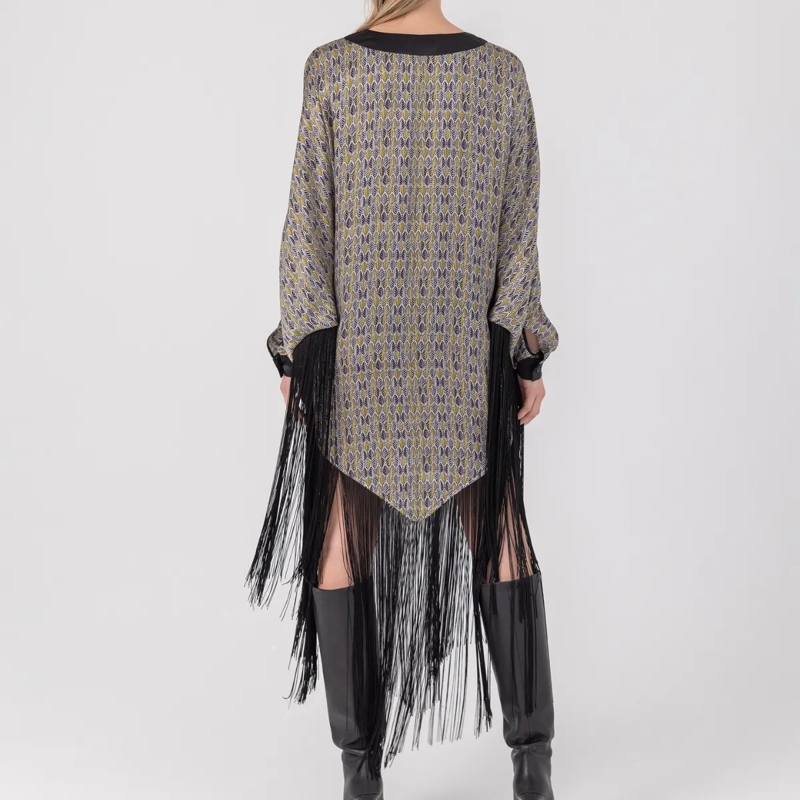 Helene Galwas Minikleid Seidenponcho Kleid JENNIFER silber(Image 3)
