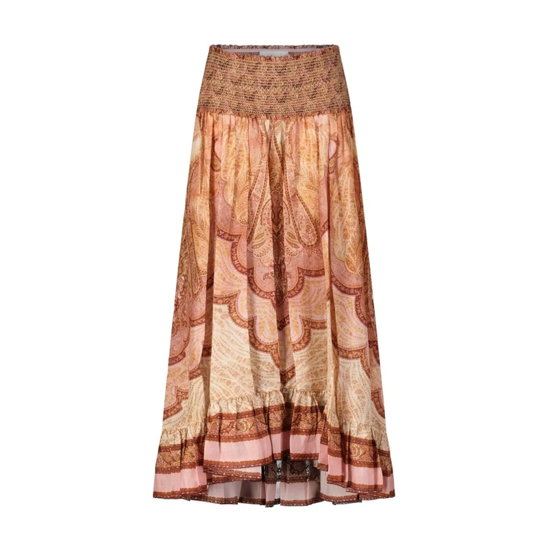 Zimmermann Midirok Maxirock Wanderlust aus Seide Multicolor
