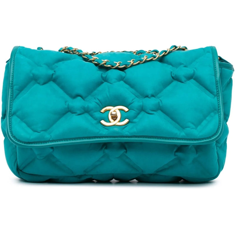 Chanel Sac à bandoulière Small Iridescent Calfskin Chesterfield Flap blau