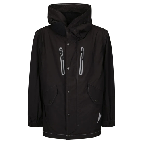 And Wander Parka-Mäntel Hooded Nylon Zip Jacket Black