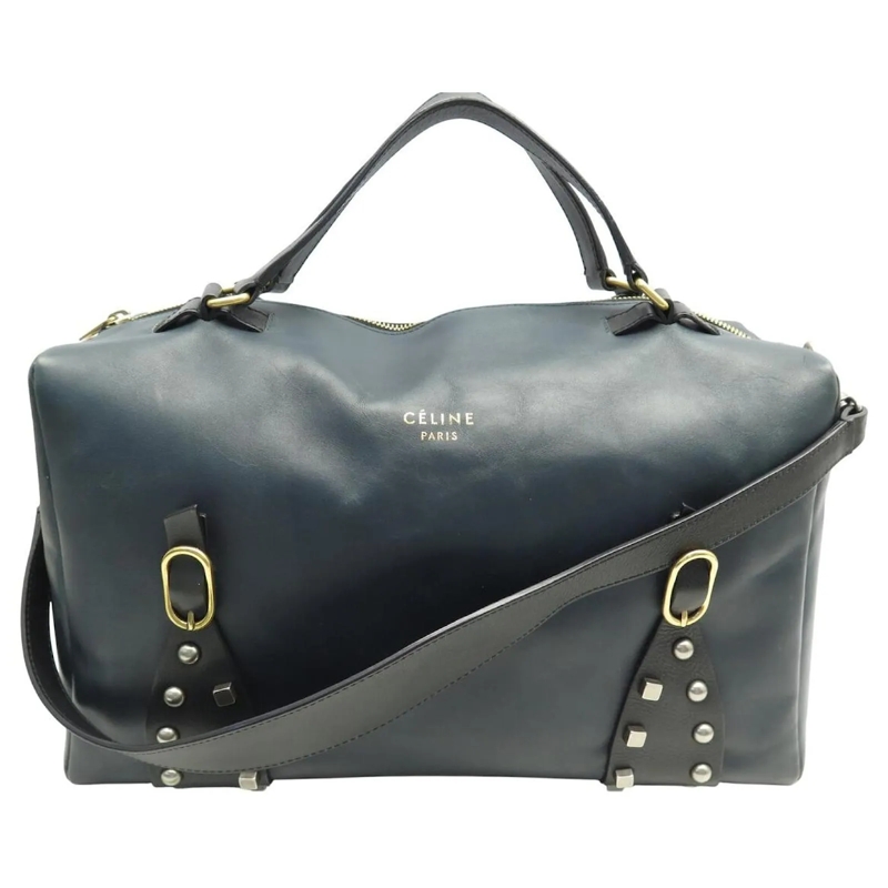 Celine Crossbody Bag CELINE SQUARE BAG 168563 NAVY BLAU LEDER MIT Niete blau