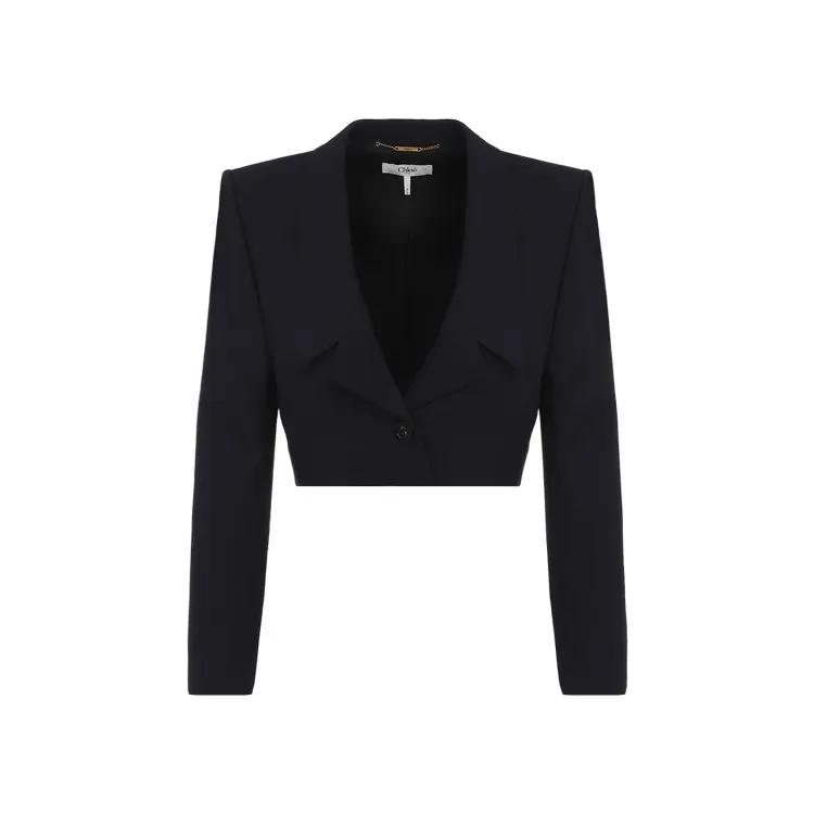 Chloé - Virgin Wool Cropped Jacket - Größe 36 - blau