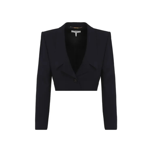 Chloé Virgin Wool Cropped Jacket Blue Blazer