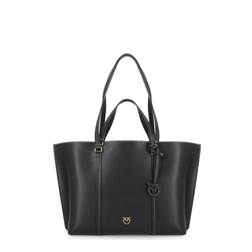 Pinko Black Pebbled Leather Hand Bag Black Rymlig shoppingväska