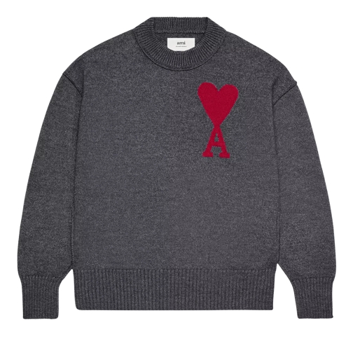 AMI Paris Red ADC Sweater heather grey Trui