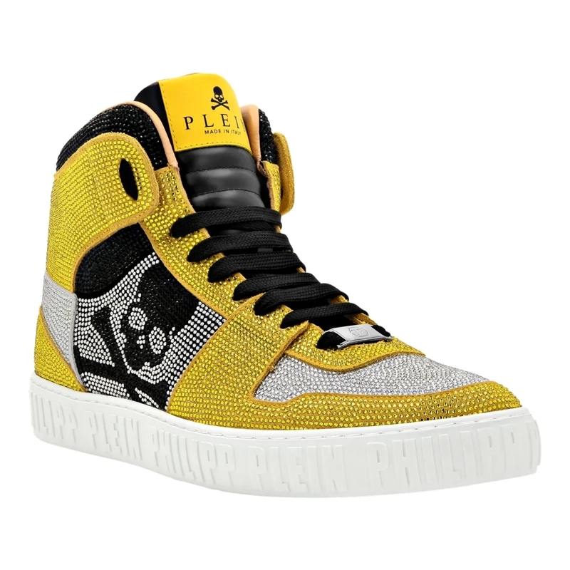 Philipp Plein Low-Top-Sneaker Hochwertige Turnschuhe Notorious Mit Schmucksteine gelb