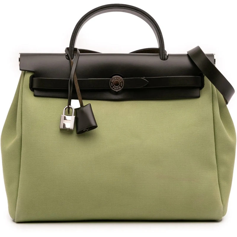 Hermès Schultertasche Toile Herbag Zip 31 grün