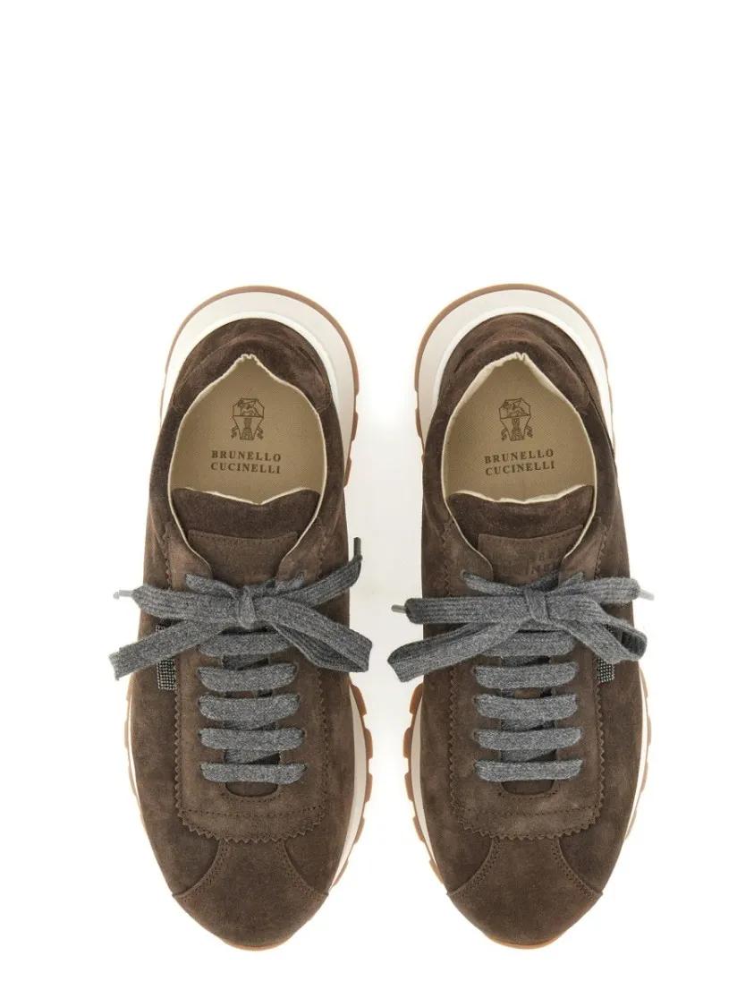 Thumbnail - Brunello Cucinelli Low-Top Sneaker - Suede Running Sneaker - Gr. 38 (EU) - in Braun - für Damen