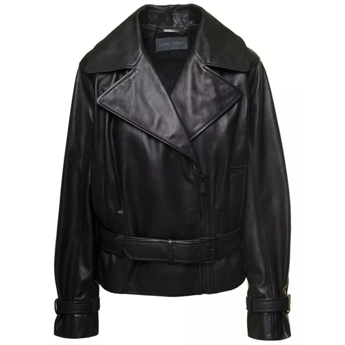 Alberta Ferretti Black Double-Breasted Jacket With Matching Belt In Black 