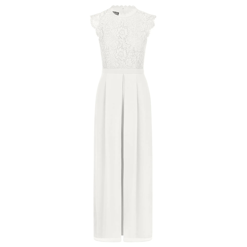 Apart Jumpsuit Overall mit Spitzenoberteil creme